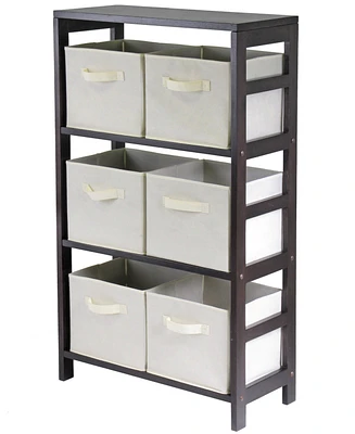 Winsome Capri 3-Section M Storage Shelf with 6 Foldable Fabric Baskets