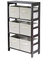 Winsome Capri 3-Section M Storage Shelf with 6 Foldable Fabric Baskets