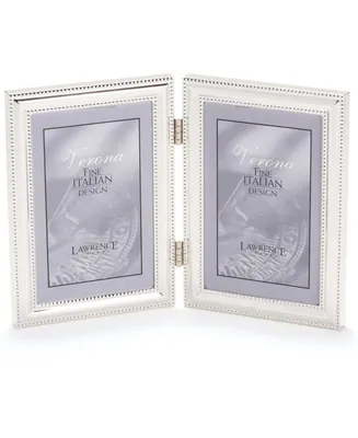 Lawrence Frames Hinged Double Metal Picture Frame Silver-Plate with Delicate Beading - 5" x 7"