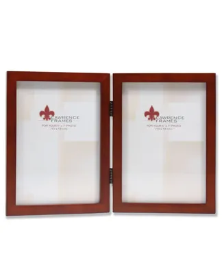 Lawrence Frames Hinged Double Walnut Wood Picture Frame - Gallery Collection - 5" x 7"