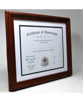 Lawrence Frames Dual Use Walnut 11" x 14" Certificate Picture Frame with Double Bevel Cut Matting For Document - 8.5" x 11"