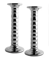 Qualia Glass Argent 7.5" Glass Candlesticks, Set Of 2