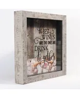 Lawrence Frames Weathered Birch Shadow Box Wine Cork Holder - 10" x 10"