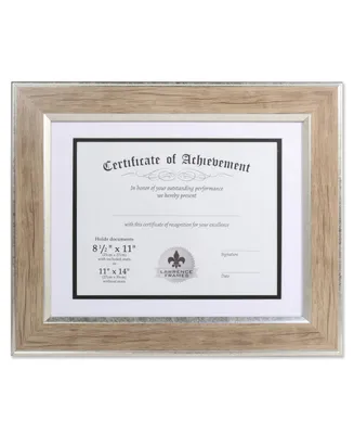 Lawrence Frames Dual Use Blonde 11" x 14" Certificate Picture Frame with Double Bevel Cut Matting For Document - 8.5" x 11"