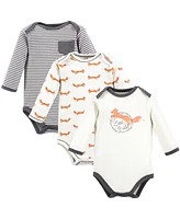 Touched by Nature Baby Boys Baby Organic Cotton Long-Sleeve Bodysuits 3pk, Fox