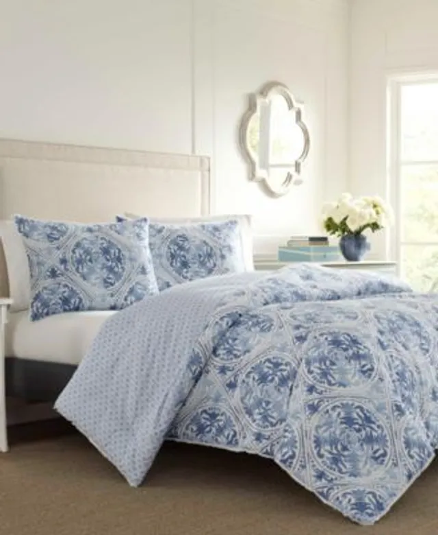 Laura Ashley Eyelet Ruffle Microfiber Embroidered Trimmed Comforter Mini  Set