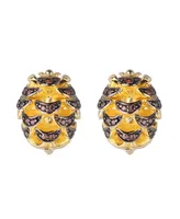 Noir Acorn Stud Earring With Cubic Zirconia Stones