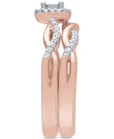Diamond Bridal Set (1/4 ct. t.w.) 14k Rose Gold Over Sterling Silver