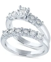 Diamond Bridal Set (1/5 ct. t.w.) Sterling Silver