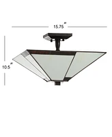 Jonathan Y Julian 15.7" Tiffany-Style Led Semi-Flush Mount