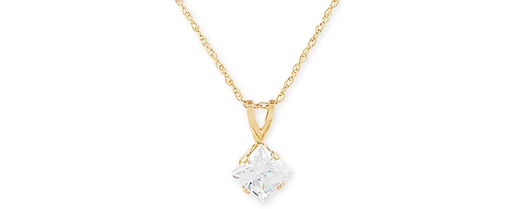 Cubic Cubic Zirconia 18" Pendant Necklace in 14k Gold