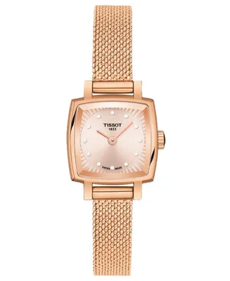 Tissot Women's Swiss T-Lady Lovely Diamond Accent Rose Gold Mesh Bracelet Watch 20mm