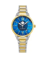 Alexander Watch AD204B-03, Ladies Quartz Moonphase Date Watch with Yellow Gold Tone Stainless Steel Case on Yellow Gold Tone Stainless Steel Bracelet