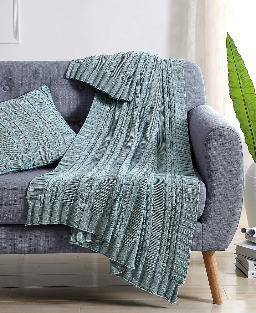 Vcny Home Dublin Cable Knit Throw, 50" x 70"