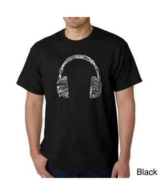 La Pop Art Mens Word T-Shirt - Headphones Music Different Languages