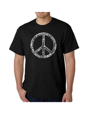 La Pop Art Mens Word T-Shirt - Peace Sign 77 Languages