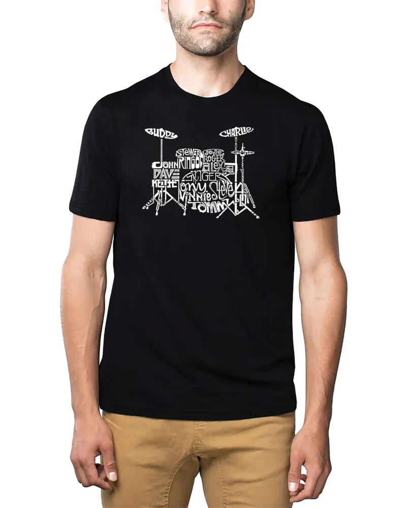 La Pop Art Mens Premium Blend Word T-Shirt - Drums