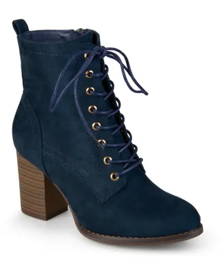 Journee Collection Women's Baylor Lace Up Stacked Heel Booties