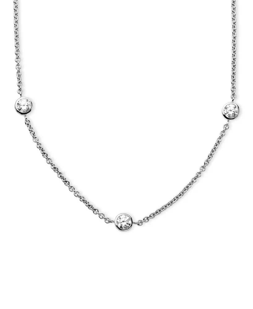 Arabella Sterling Silver Necklace, White Round-Cut Cubic Zirconia 7-Station Necklace (3-1/6 ct. t.w.)