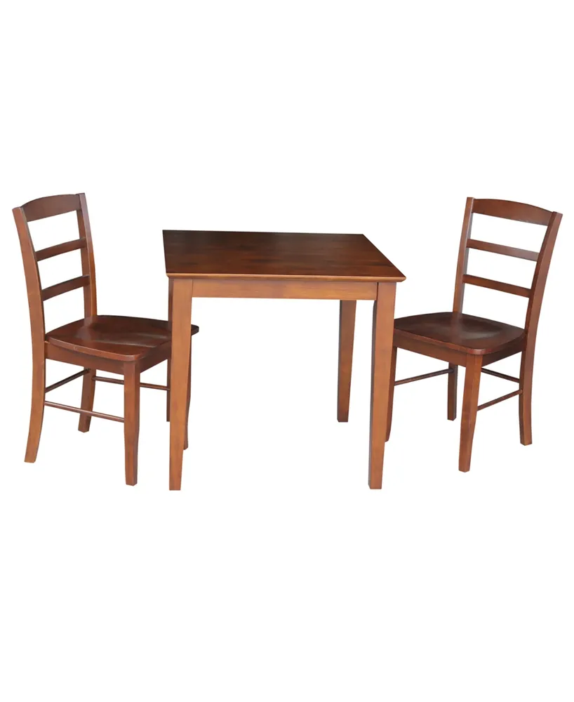 International Concepts 30X30 Dining Table With 2 Ladderback Chairs