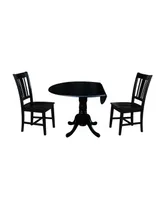 International Concepts 42" Dual Drop Leaf Table With 2 San Remo Chairs