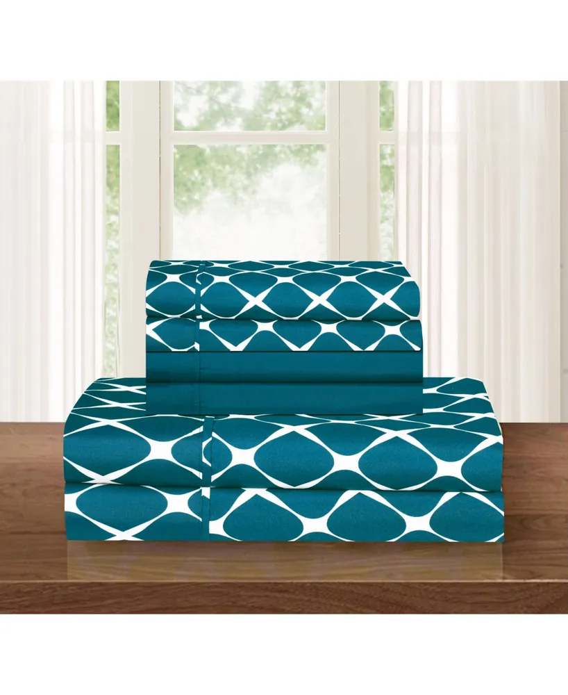 Elegant Comfort Geometric Printed Microfiber -Pc. Sheet Set