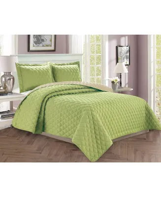 Elegant Comfort Luxury Diamond Design 3 Pc. Quilted Coverlet Set