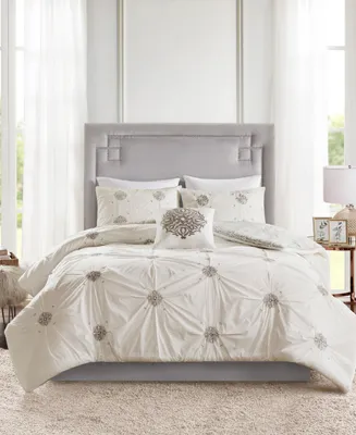 Madison Park Malia Embroidered Cotton 4-Pc. Duvet Cover Set, King/California King