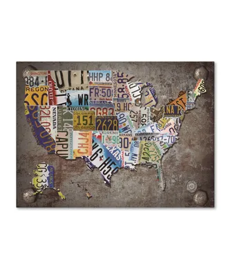 Masters Fine Art 'Usa License Plate Map on Metal' Canvas Art