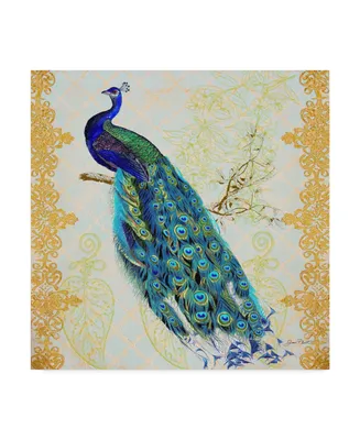 Jean Plout 'Beautiful Peacock' Canvas Art - 14" x 14"