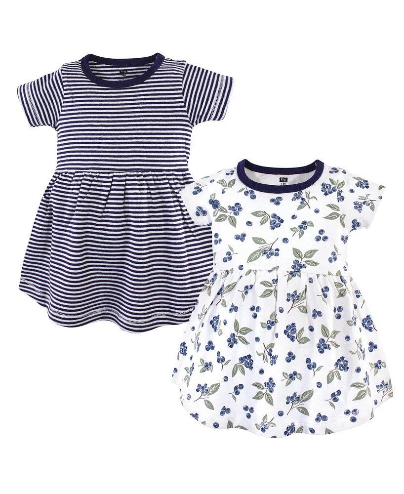 Hudson Baby Toddler Girls Cotton Short-Sleeve Dresses 2pk, Pink Gray Floral