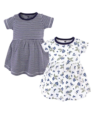 Hudson Baby Toddler Girls Cotton Short-Sleeve Dresses 2pk, Pink Gray Floral