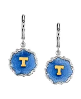 2028 Silver Tone Blue Enamel Gold Tone Initial Earrings