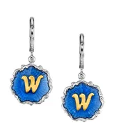 2028 Silver Tone Blue Enamel Gold Tone Initial Earrings