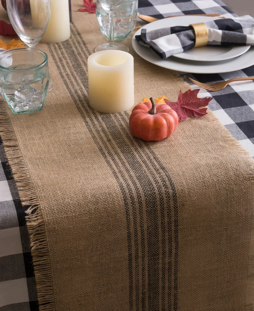 Middle Stripe Burlap Table Runner 14" x 72"