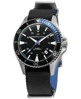 Hamilton Men's Swiss Automatic Khaki Navy Scuba Black Rubber Strap Watch 40mm