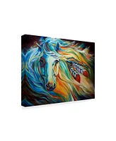 Marcia Baldwin 'Breaking Dawn Indian War Horse' Canvas Art - 47" x 35"