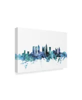 Michael Tompsett 'Atlanta Georgia Blue Teal Skyline' Canvas Art - 47" x 30"