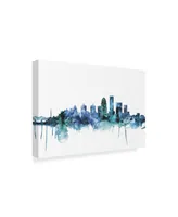 Michael Tompsett 'Louisville Kentucky Blue Teal Skyline' Canvas Art - 47" x 30"