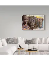 D. Rusty Rust 'Africa Lions' Canvas Art - 30" x 47"