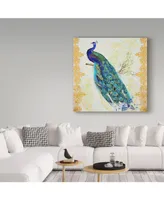 Jean Plout 'Beautiful Peacock' Canvas Art - 14" x 14"