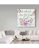 Jean Plout 'Garden Florals Bible Verse 1' Canvas Art - 24" x 24"