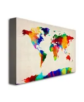 Michael Tompsett 'Sponge Painting World Map' Canvas Art - 32" x 22"