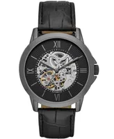 Folio Mens Black Strap Automatic Watch 44mm