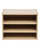 Iris Usa Tachi Modular Wood Stacking Storage Box with Shelf, Light Brown