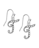 2028 Silver Tone Crystal Initial Wire Earring