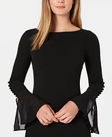 Calvin Klein Petite Chiffon Bell-Sleeve Sheath Dress