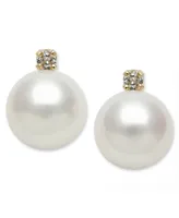 Belle de Mer 14k Gold Earrings, Cultured Freshwater Pearl (7mm) and Diamond Accent Stud Earrings