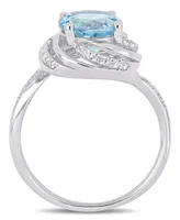 Blue Topaz (2-1/3 ct.t.w.), White (1/8 ct. t.w.) and Diamond Accent Interlaced Swirl Halo Ring Sterling Silver