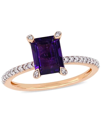 Amethyst (2-/ ct.t.w.) and Diamond (1/10 Ring 10k Rose Gold